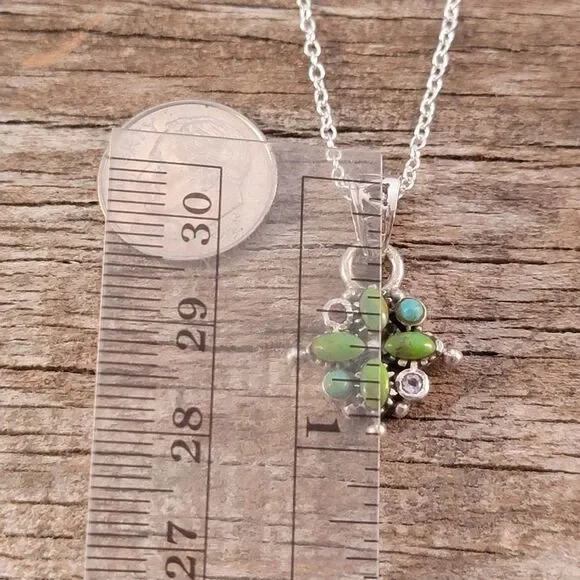 Barse Sterling Multi Stone Artisan  Cross Pendant Necklace - Picture 6 of 9